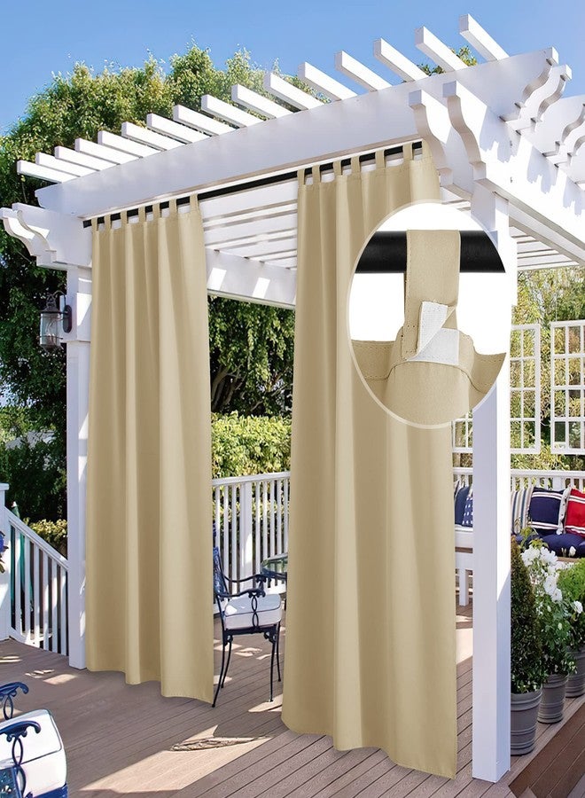 StangH 2 Panels Beige Outdoor Curtains - Windproof Blackout Curtains with Detachable Top for Indoor Outdoor Space, Privacy Wind Resistant Blinds for Sunroom Basement, W52 x L96 - Image 1